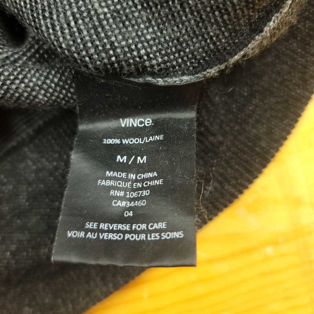 Vince Mens Gray Black Wool Blend Crew Neck Sweater Size M - Picture 6 of 13